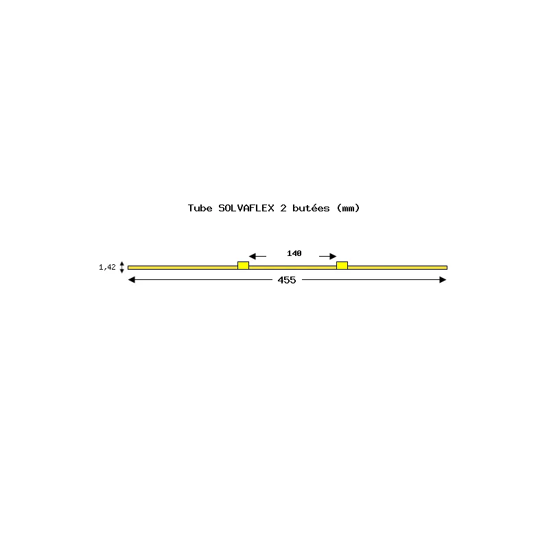 003-009-061 - Tube de pompe péristaltique deux butées Solva Flex Tygon R4040 - Ecart. 140 mm entre butées - DI 1,42 mm - jaune/jaune