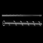 007-017-089 - Insert en quartz transparent récupérateur de cendres avec fentes et trou de récupération. Longueur 210 mm. Diamètre externe 13 mm. Épaisseur paroi 2 mm. A insérer dans tube de combustion CHNS 007-017-016.