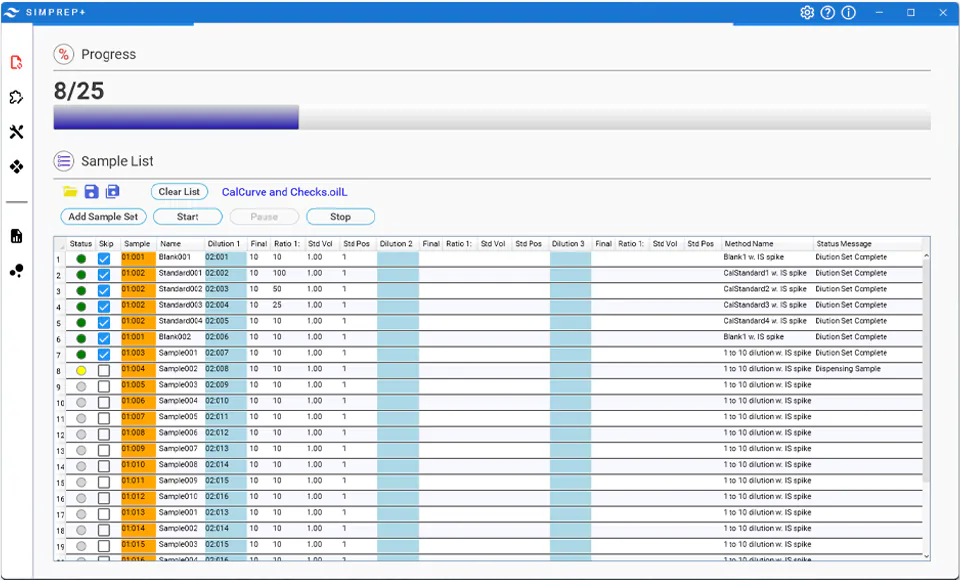 Teledyne Labs (Cetac) SimPrep+ - Liste des échantillons