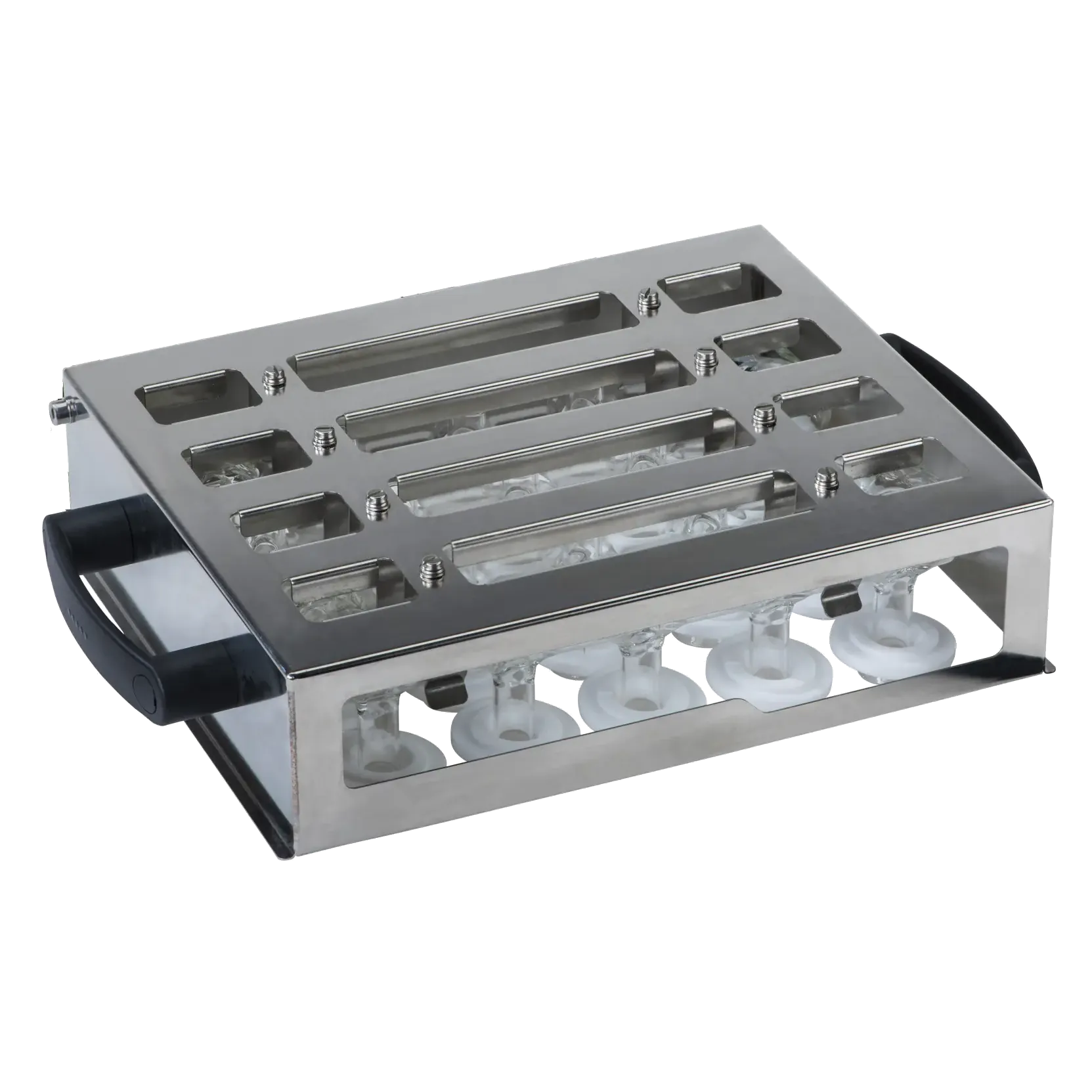 1010-070-005 - Échappement pour KjelRoc Digestor Auto 20 Opsis Liquid Line - Comprends un support métallique, poignées et collecteur échappements en verre avant et arrière (1010-070-001 et 1010-070-002)