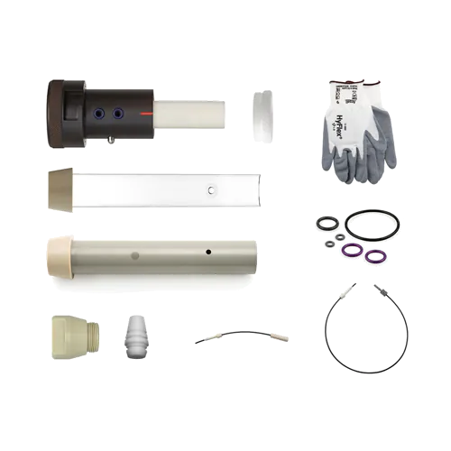 003-003-044 - Torche démontable pour Thermo iCAP Duo 6000/7000 - Tube interne et externe en céramique - comprenant support de torche avec joint, deux fibres optique 170 & 450 mm, adaptateur et ferrule pour injecteur. Livré sans injecteur à commander séparément.