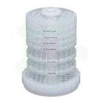 011-006-016 - Dispositif de portoirs à étages pour flacons 7 ml pour système de nettoyage en PFA 011-006-015. Peut accueillir jusqu'à 72 flacons de 7 ml et 80 bouchons répartis sur 8 portoirs. Diamètre 152 mm, hauteur 239 mm - peut se placer dans certains béchers de 4000 ml