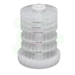 011-006-017 - Dispositif de portoirs à étages pour flacons 15 ml pour système de nettoyage en PFA 011-006-015. Peut accueillir jusqu'à 36 flacons de 15 ml et 27 bouchons répartis sur 7 portoirs. Diamètre 152 mm, hauteur 239 mm - peut se placer dans certains béchers de 4000 ml
